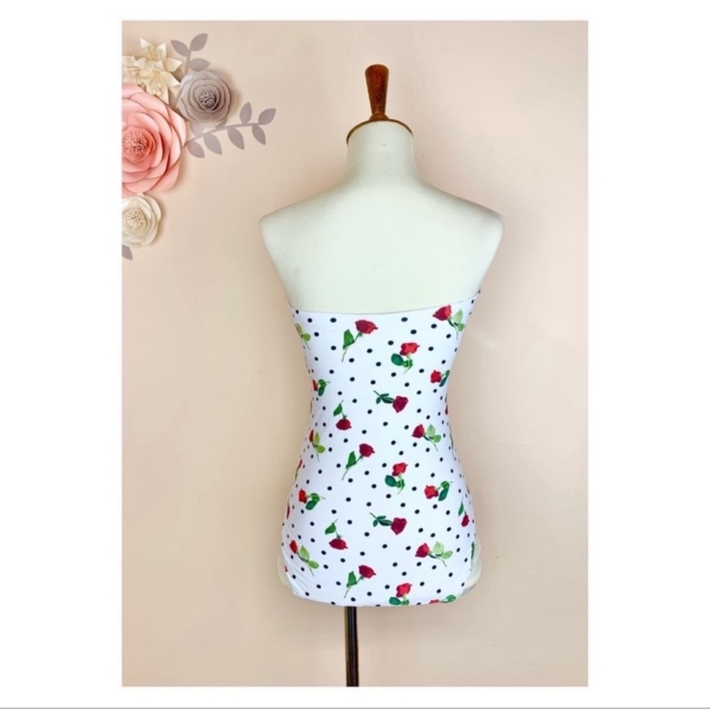 New! Onia “Marie” Polka Dot Rose Print Tie Front Cutout One Piece Swimsuit - Picture 5 of 8